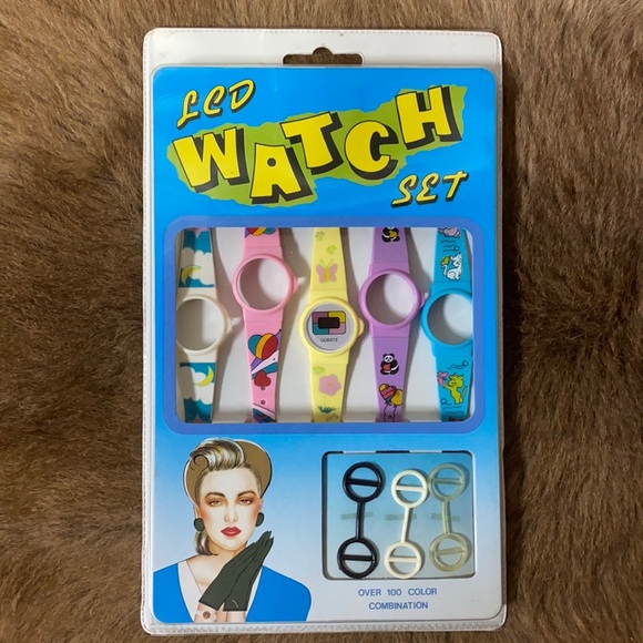 80s Swatch Style LCD Digital Watch Set Vintage NWT 1980s - Picture 3 of 3